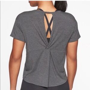 Athleta Cloudlight Open Back Short Sleeve Pullover Tee size small gray